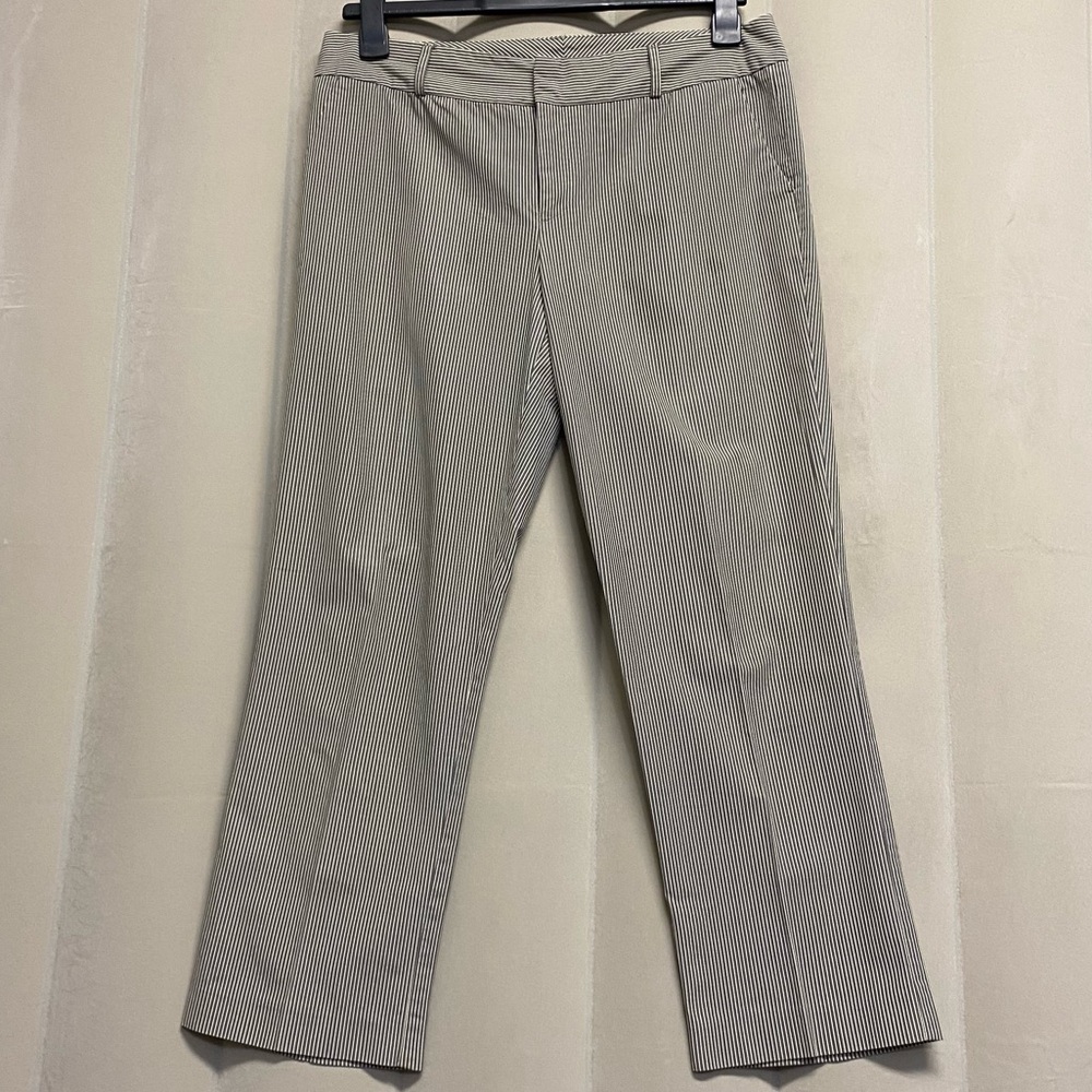 Norma Kamali Women’s Pants Size 10 Stripes Wide Straight Leg Ankle Designer